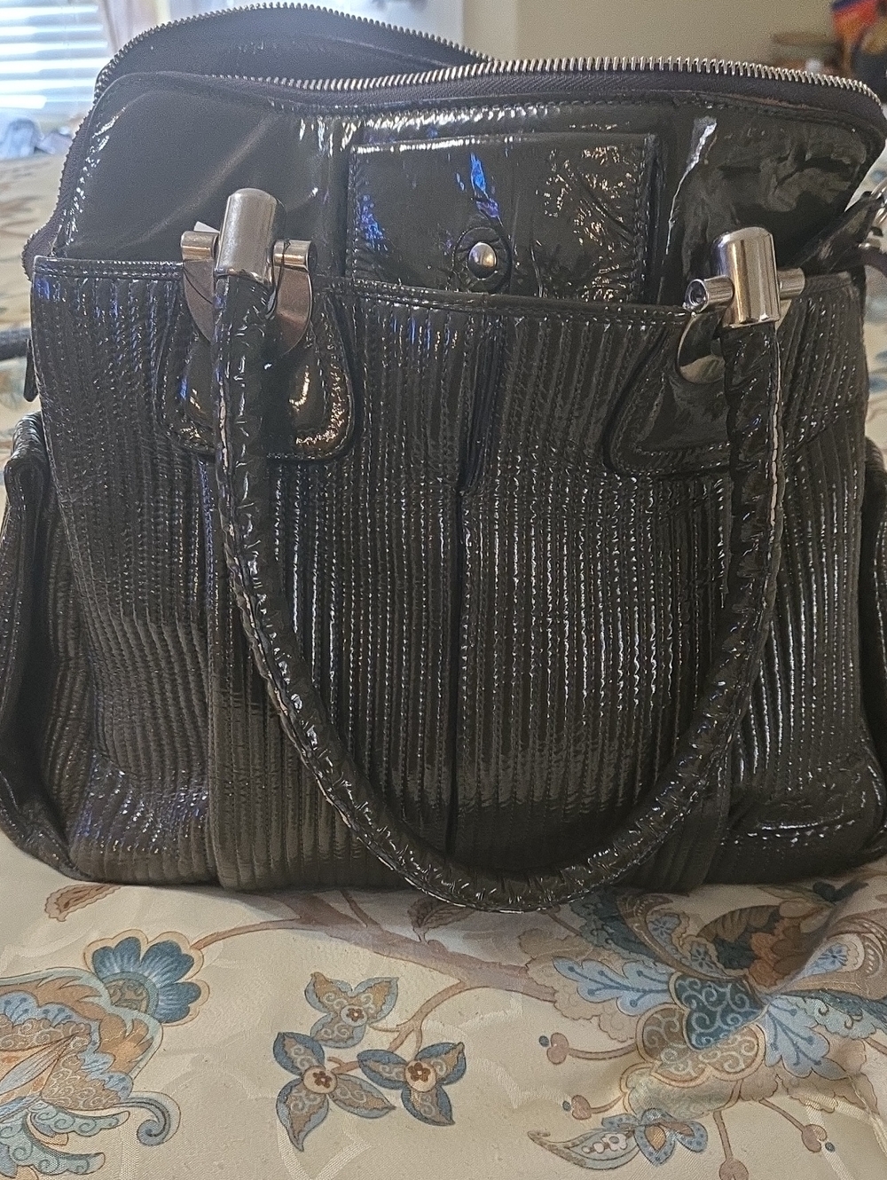 Chloe Green Vintage Patent Tote Handbag - Women Bags